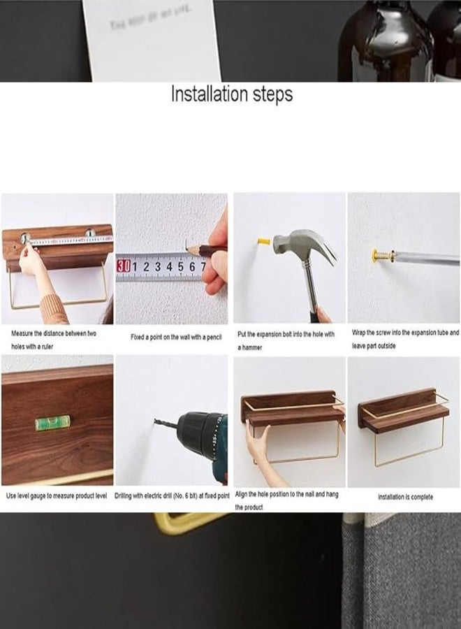 Crysellewoods Luxury Toilet Paper Holder/Towel Rack with Shampoo Storage, Wooden Towel Holder, Extra Space Rack for Bathroom Organizer Shelves/Rack for Wall, Bathroom Accessories (Style A1 25cm) - Image 4